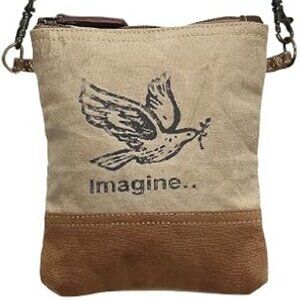 Flying Bird Upcycled Canvas Small Crossbody Bag S-0886  NEW With Tags